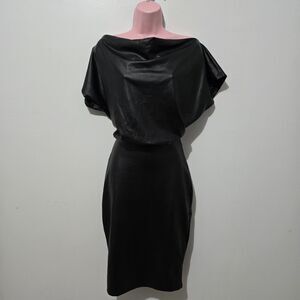 NWT - Fashion Nova - More to the Story Midi Dress - Faux Leather - Size M Black
